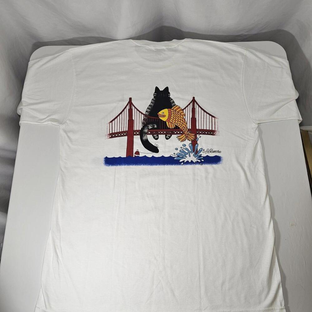 Vintage Crazy Shirts Kliban Cat Size XL Sausalito Fishing Bridge Single Stitch - Picture 10 of 11